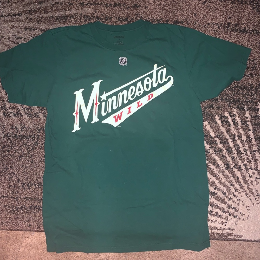 Reebok Men's Minnesota Wild Mikael Granlund Logo Tee with White & Red Accents